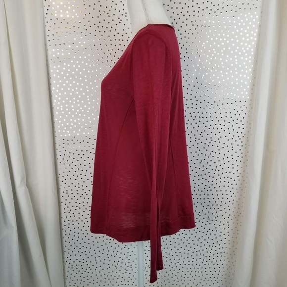 Splendid | Burgundy Long Sleeve Burnout Tee - Picture 3 of 5